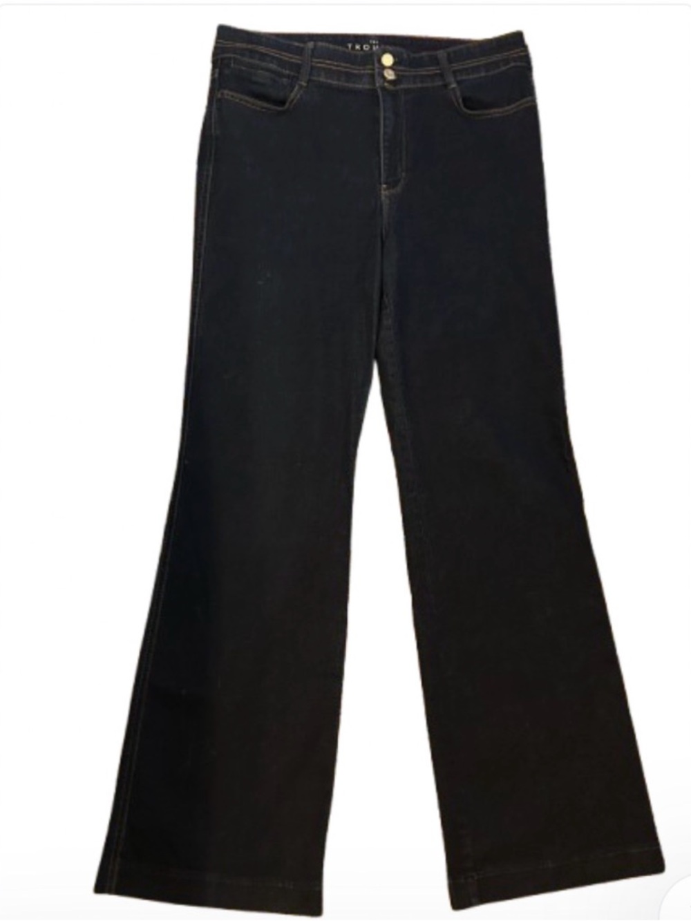 WHITE HOUSE BLACK MARKET The Trouser Dark Wash High Rise Wide Leg  Jeans 10